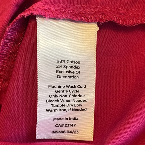 Talbots Magenta Blouse with Black Embroidered Detail & Bell Sleeves - Picture 9 of 11